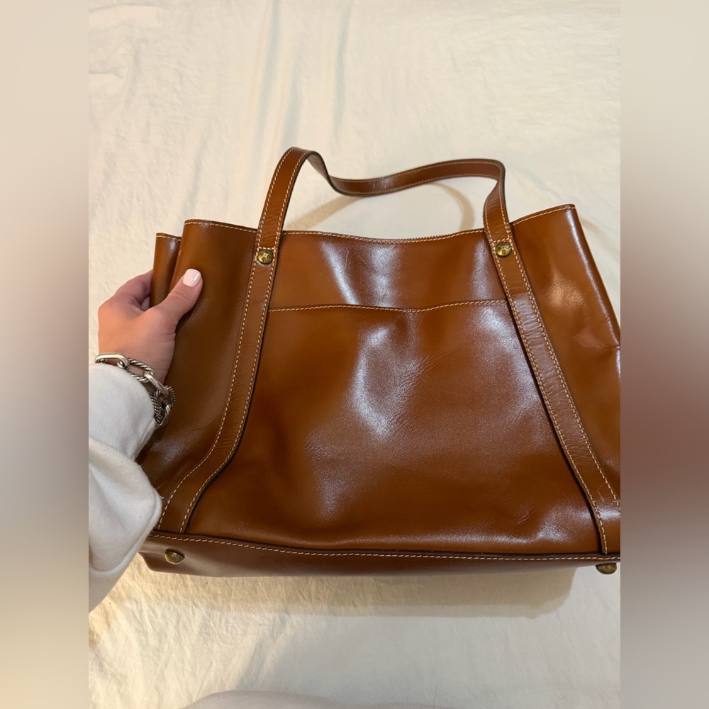 Vintage Used Patricia Nash Leather Chantilly Satchel Tan Color Group Heritage - Picture 5 of 10